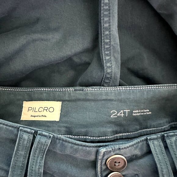 Pilcro Anthropologie Teal Wide Leg Pants 24T | High Rise Utility Cotton Blend - Picture 4 of 7